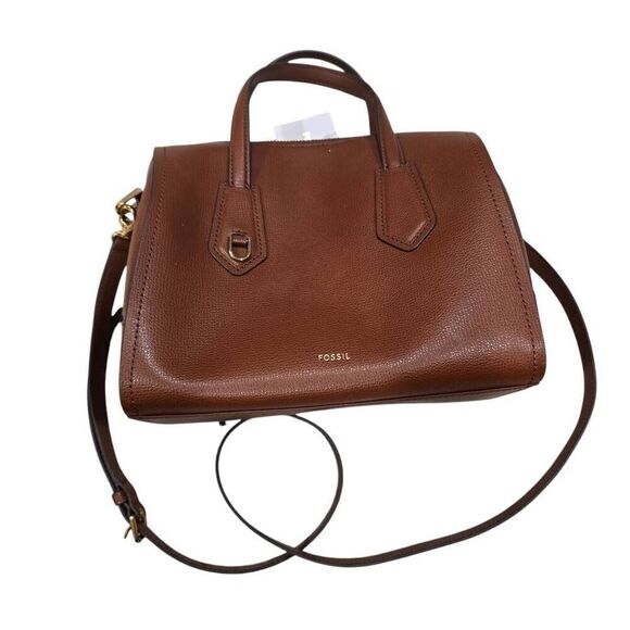 Fossil‎ Wren Satchel Women's Medium Brown Leather Adjustable Strap Shoulder Bag - Picture 2 of 9